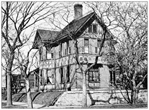 Antique photograph from Lawrence, Kansas, in 1898: Residential building, exterior