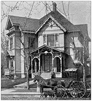 Antique photograph from Lawrence, Kansas, in 1898: Residential building, exterior