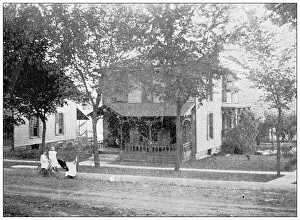 Antique photograph from Lawrence, Kansas, in 1898: Residential building, exterior