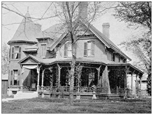 Antique photograph from Lawrence, Kansas, in 1898: Residential building, exterior