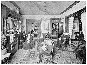 Prints of Antique photograph from Lawrence, Kansas, in 1898: Residential building, interior Lawrence, Kansas Antique Photograph Prints: Antique photograph from Lawrence, Kansas, in 1898: Residential building, interior