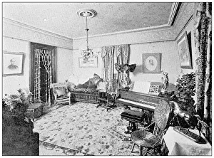 Prints of Antique photograph from Lawrence, Kansas, in 1898: Residential building, interior Lawrence, Kansas Antique Photograph Prints: Antique photograph from Lawrence, Kansas, in 1898: Residential building, interior