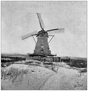 Antique photograph from Lawrence, Kansas, in 1898: Old Windmill