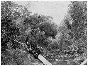Lawrence, Kansas Antique Photograph Gallery: Antique photograph from Lawrence, Kansas, in 1898: Crossing Wakarusa River