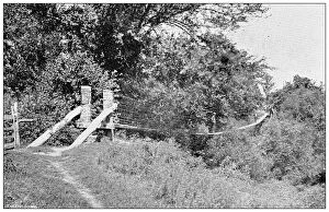 Lawrence, Kansas Antique Photograph Gallery: Antique photograph from Lawrence, Kansas, in 1898: Suspension bridge on the Wakarusa