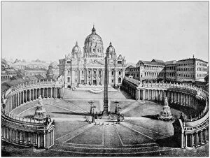 Images Dated 16th January 2018: Antique photograph of Worlds famous sites: St Peters and Vatican, Rome, Italy