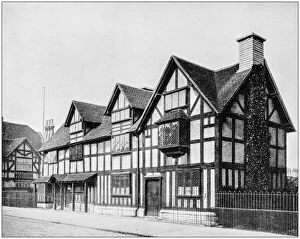 Images Dated 22nd September 2017: Antique photograph of Worlds famous sites: Shakespeares House, Stratford on Avon