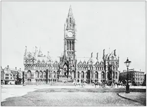 Antique photograph of World's famous sites: Town Hall, Manchester, England
