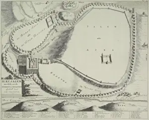 Holy Land Prints: Antique plan of Jerusalem, Israel