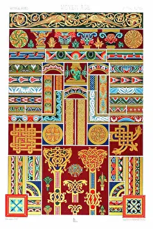 Prints of Polychromatic ornament Racinet, A. H. Sotheran and Co, London, 1877 Albert Charles Auguste Racinet Prints: Antique Print Middle-age pattern Manuscripts Decoration by Racinet - Lithograph