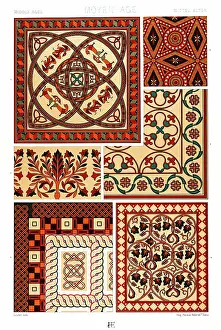 Prints of Polychromatic ornament Racinet, A. H. Sotheran and Co, London, 1877 Albert Charles Auguste Racinet Prints: Antique Print Middle-age pattern Manuscripts Decoration by Racinet - Lithograph