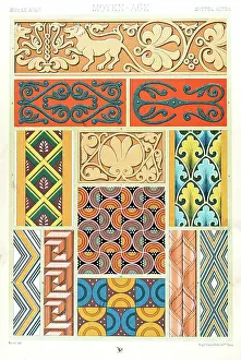 Prints of Polychromatic ornament Racinet, A. H. Sotheran and Co, London, 1877 Albert Charles Auguste Racinet Prints: Antique Print Middle-age pattern Manuscripts Decoration by Racinet - Lithograph