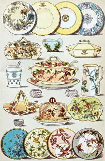 Images Dated 19th October 2017: Antique recipes book engraving illustration: Crockery
