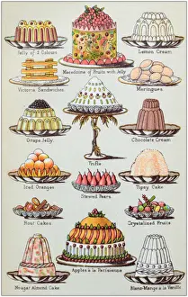 Antique recipes book engraving illustration: Desserts