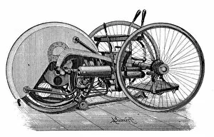 Images Dated 24th July 2018: Antique scientific engraving illustration: Motorized Tricycle