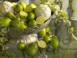 Filled Prints: Antique silver bowl with limes