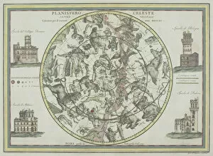Buildings Gallery: Antique star chart with zodiac signs