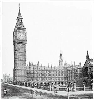 Palace of Westminster Gallery: Antique travel photographs of London: Big ben
