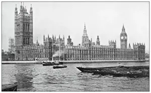 Palace Of Westminster Prints: Antique travel photographs of London: House of Parliament