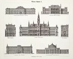 Images Dated 23rd June 2015: Antique Viennese buildings engraving 1897