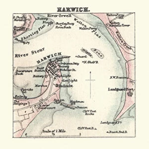 Images Dated 7th December 2015: Antquie Map of Harwich, 1880