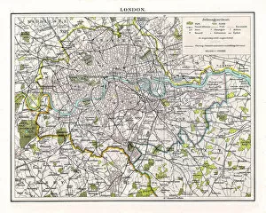Images Dated 3rd October 2016: Antquie Map of London, 1895