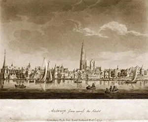 Prints of 1st February 1795: A view of Antwerp from across the Scheld. (Photo by Hulton Archive/Getty Images) Heritage Images Prints: Antwerp