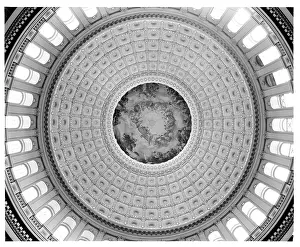 Lac0047 Prints: The Apotheosis of Washington Mural Inside Canopy Inside The Capitol Rotunda In Washington