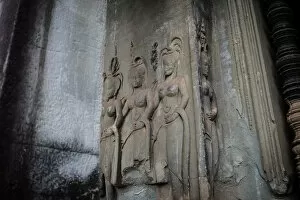 Images Dated 25th August 2014: Apsara at the corner of Angkor Wat, Siem Reap, Cambodia