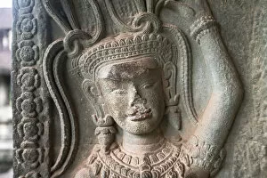 Images Dated 25th August 2014: Apsara at the corner of Angkor Wat, Siem Reap, Cambodia