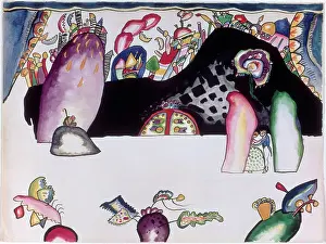 Prints of Aquarell für Violett (Bild II). (Aquarelle pour Violet (Tableau II), 1914. Found in the Collection of Musée national d'art moderne, Centre Georges Pompidou, Paris Wassily Kandinsky Prints: Aquarell Fur Violett Bild Ii Aquarelle Pour Violet Tableau Ii
