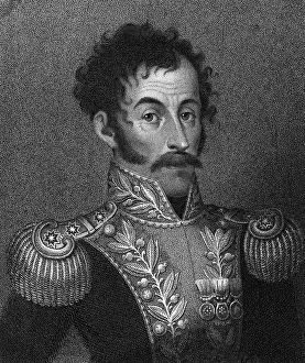 Aquatint Prints: Aquatint Portrait of Simon Bolivar