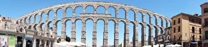 Images Dated 28th July 2015: Aqueduct in the Sunshine, Panorama, Segovia, Spain