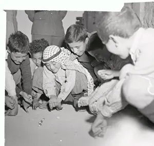 Amman Prints: Arab Boys Playing Marbles