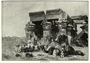 Images Dated 16th May 2018: Arab encampment before the ruins of an ancient temple
