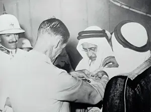 Qatar Prints: Arabian Sheik Taking Part in Ceremony