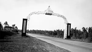Vintage Black And White Prints: arch, architecture, black & white, florida, united states, usa, north america, gate