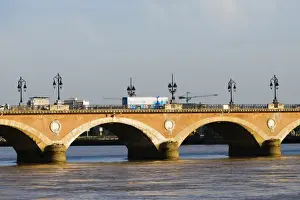 Garonne River Prints: Arch bridge across a river, Pont De Pierre, Garonne River, Bordeaux, Aquitaine, France