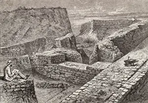 Archaeologist Heinrich Schliemann Sketching Ruins of Troy