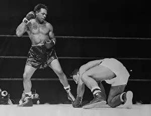 Archie Moore Boxing Against Rocky Marciano