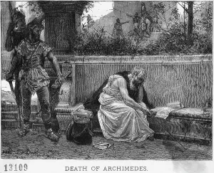 Archimedes Prints: Archimedes Doing Math/Murder Attempt/Eng