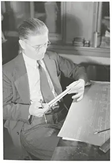 Blueprint Prints: Architect with Slide Rule