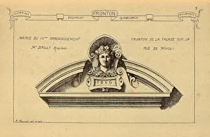 Architectural pediment, Head, Date, History of architecture, decoration and design, art, French, Victorian, 19th Century