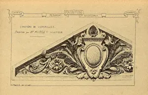 Architectural pediment, with shield, History of architecture, decoration and design, art, French, Victorian, 19th Century