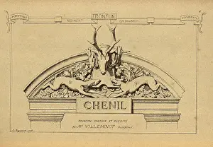 Architectural pediment, Stag and hounds, History of architecture, decoration and design, art, French, Victorian, 19th Century