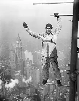 Caution Prints: Architectural Worker on Skyscraper Beam