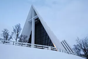 Images Dated 23rd February 2012: Arctic Cathedral or Tromsdalen Kirke church, in winter, Tromso, Norway, Europe