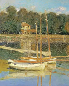 River Bank Prints: The Argenteuil Bridge, by Claude Monet, 1874, 19th Century, oil on canvas, cm 60, 5 x 80