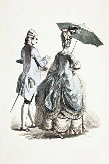 Fashion Trends Through Time Collection: Aristocratic couple traditional clothing from 18th century