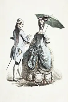 Crinoline Prints: Aristocratic couple traditional clothing from 18th century